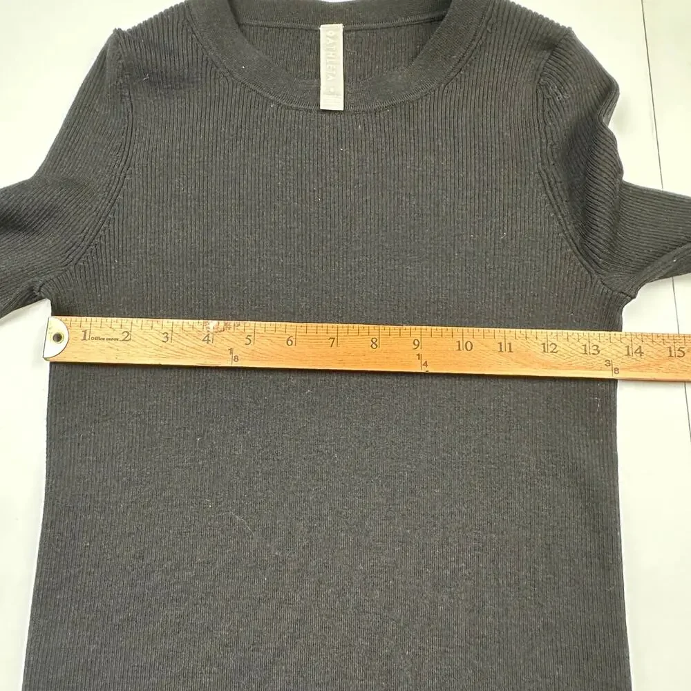 Athleta Sweater Womens Small Black Table Rock Wool Ribbed Long Sleeve Office